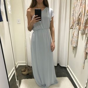 Amsale Nouvelle Ice “Bea” One Shoulder Dress